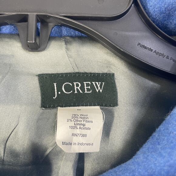 J.Crew Coat Womens Medium Blue Hooded Toggle Duffle Wool Blend Lined Pockets - Picture 7 of 13